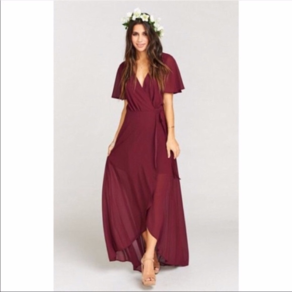 Show Me Your MuMu Merlot Sophia Wrap Dress Size M